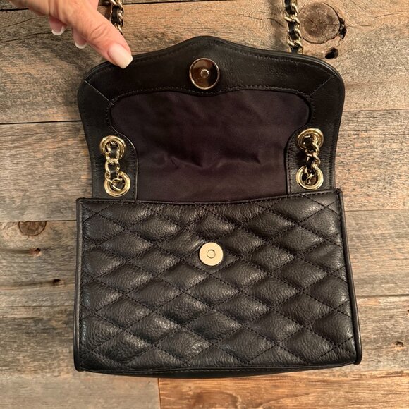 Rebecca Minkoff Black Quilted Leather Adjustable Chain Strap Crossbody bag. - Picture 6 of 10